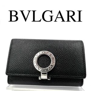 BVLGARI ブルガリ 6連キーケース ロゴクリップ レザー ブラック