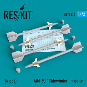 ◆◇RESKIT【RS72-0235】1/72 AIM-9Jサイドワインダー/リムーブ・ビフォア・フライトカバー(4個入り)◇◆　