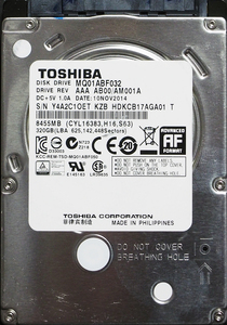 TOSHIBA MQ01ABF032 2.5インチ 7mm SATA600 320GB 49回 17497時間