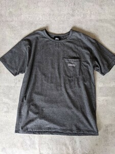 試着のみ STUSSY ボーダー Tシャツ Ｍ グレー ポケT 半袖 ステューシー スケート