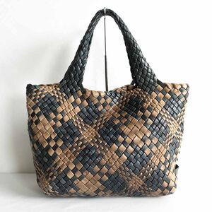 【高級品】FALORNI 【イントレチャート レザー トートバッグ 】 メッシュ BAG MADE IN ITALY u2408172