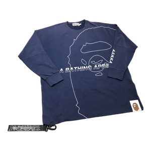 A BATHING APE ア ベイシング エイプ ロングＴシャツ ネイビー 表記サイズL トップス ロンT 【中古品】 22411R25