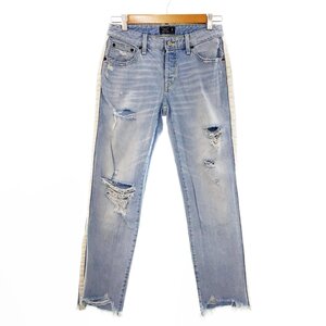 ★美品 アバクロンビーアンドフィッチ AMES LOW RISE SLIM BOYFRIEND ダメージデニムパンツ サイズ24/00R レディース ブルー 1BA/92274