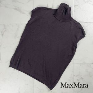 Max Mara マックスマーラ ハイネックニットトップス ノースリーブ レディース 茶色 ブラウン サイズL*SC1051