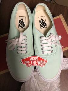 vans authentic 25.5cm MENS US7.5 woman9.0 シャーベットグリーン 未使用品 バンズ オーセンティック キャンバスシューズ