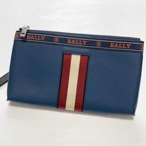 ★美品 BALLY バリー リストレット ポーチ ミニクラッチ カード収納有り カーフレザー ブルー【鑑定済み 本物保証】