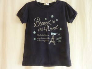 ＵＳＥＤ★パフスリーブがかわいい♪紺のＴシャツ／110・120・130／トップス・カットソー