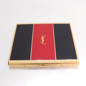 美品 Yves Saint Laurent イヴサンローラン YSL シガレットケース たばこ 名刺入れ カードケース ブラック＆レッド ゴールド GOLD