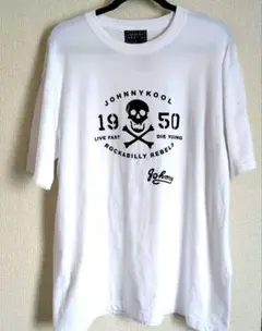 JOHNNYKOOLロカビリープリント半袖Tシャツ【WHITE XL】