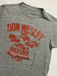 80s OLD vintage USA 霜降りグレーTシャツ 車　両面プリント　シングルステッチ　USA アメリカ古着