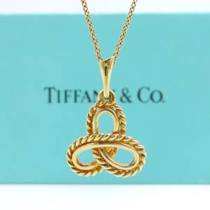 【送料無料】 極希少 美品 Tiffany&Co. ヴィンテージ ティファニー イエロー ゴールド トリニティ ノット ネックレス 750 K18 HA418