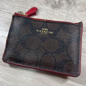 本物 コーチ 小銭入れ 赤×茶色系 COACH c26