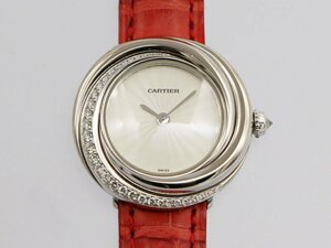 【 カルティエ CARTIER 】 WG201041 トリニティ K18WG/革 クォーツ 27ｍｍ ダイヤベゼル クォーツ レディース □新着 02211-0