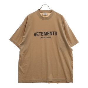 VETEMENTS ヴェトモン LOGO LIMITED T-SHIRT フロントロゴプリント 半袖Tシャツ ベージュ UE63TR680X