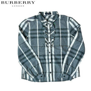 【BURBERRY】長袖ブラウス/ノバチェック/フリル/160A★バーバリーロンドン