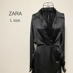 ザラ ZARA ワンピース ロング丈 サテン ドレープ シャツワンピース 207