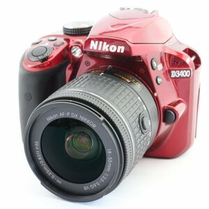 Nikon デジタル一眼レフカメラ D3400 AF-P 18-55 VR レンズキット レッド D3400LKRD