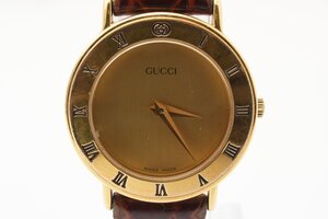 グッチ 3000.2L ラウンド 革ベルト ゴールド クォーツ ヴィンテージ　レディース 腕時計 GUCCI