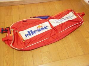 昭和平成レトロ★ellesse エレッセ　テニスバッグ　ラケットバッグ　赤★*KS412