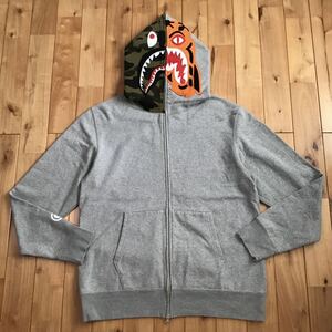 ★XL★ Crazy face tiger shark full zip hoodie グレー × 1st camo a bathing ape BAPE タイガー シャーク パーカー エイプ ベイプ z22