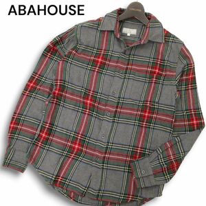 ABAHOUSE アバハウス 秋冬★ タータンチェック フランネル リラックスフィット 長袖シャツ グレー Sz.46 メンズ　C4T09566_A#B