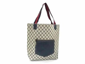 1円 GUCCI グッチ PVC GG柄 ハンドバッグ トートバッグ レディース メンズ ネイビー系×マルチカラー AZ4727