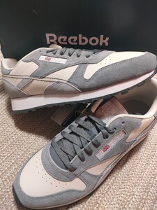 新品 未使用 Reebok クラシック レザー スエード 28.5cm ホワイト×グレー リーボック 天然皮革 レトロランニング スニーカー