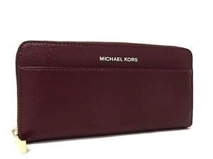 ■美品■ MICHAEL KORS マイケルコース レザー ラウンドファスナー 長財布 ウォレット 小銭入れ 札入れ ボルドー系 DG1486