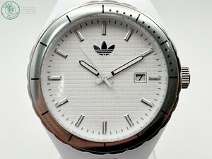 2407601220　＊ adidas アディダス ADH2025 ラウンド 白文字盤 アナログ デイト ホワイト QZ クォーツ 腕時計 中古