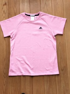 adidas アディダス 半袖 Tシャツ レディースM ピンク系 CLIMALITE UVcare トレーニング スポーツ タウンユース 良品 送料無料 