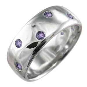 甲丸 指輪 アメジスト(紫水晶) 幅広 リング Pt900 2月の誕生石 約8mm幅