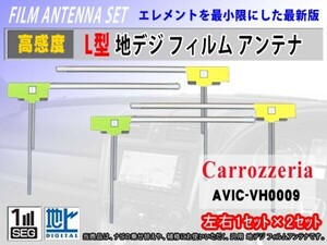 カロッツェリア L型 地デジ フィルムアンテナ 左右4枚set AVIC-HRZ009GⅡ フルセグ 交換 補修 のせ替え クリーナー付 RG11