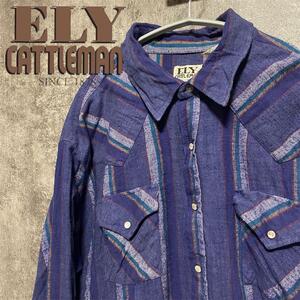 輸入古着　ヴィンテージ　ELYCATTLEMAN ウエスタンシャツ　メンズ　XXL