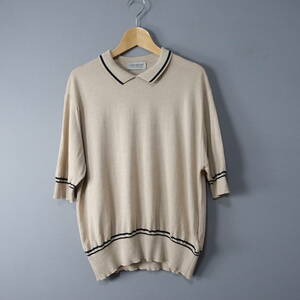 ☆美品☆JOHN SMEDLEY/ジョンスメドレー/M/イングランド製/ウール/ポロシャツ/ベージュ30G 半袖ニット/レディース