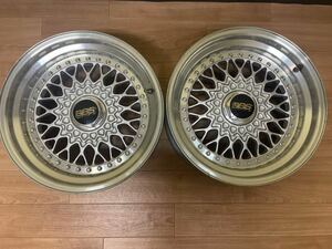 稀少 深リム BBS RS055 9JX16H2 ET15 PCD130-5Hアルミホイール 2本