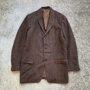 【M】Harris Tweed ウール テーラードジャケット 茶色■ビンテージ オールド レトロ アメリカ古着 ブレザー ハリスツイード 70s