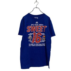 adidas 半袖 プリントTシャツ M ブルー アディダス クルーネック 2017 NCAA バスケ SWEET16 古着卸 アメリカ仕入 a603-6561