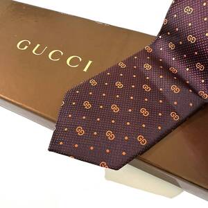 美品 GUCCI ネクタイ シルク100% ボルドー 2410-492