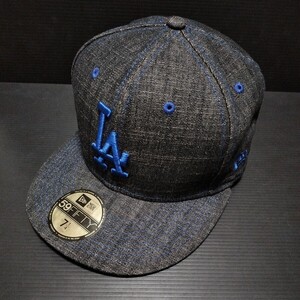 ● NEW ERA「LA キャップ」表記サイズ 57.7cm　帽子　ロサンゼルス・ドジャース　ニューエラ　デニム生地　ロサンゼルスドジャース　デニム