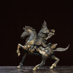 【古寶奇蔵】銅製・泥金・關公像・置物・賞物・中国時代美術