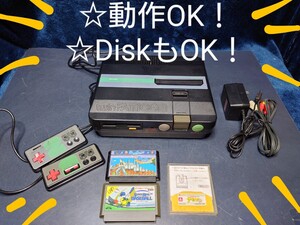 シャープ ツインファミコン AN-505-BK 動作OK！すぐ遊べます SHARP TWIN FAMICOM FC 希少 ディスクシステム ソフト3本