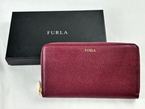 【1円スタート】FURLA フルラ 長財布/ワインレッド/ラウンドジップ/箱付き/レディース