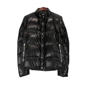 クロムハーツ CHROME HEARTS 【 STIFF LTHR 】 スティッフ クロスボール ボタン レザー ダウン ジャケット　37696