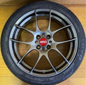 美品　BBS RF500 ダイヤモンドブラックRF500 17x7J+48センターオーナメント　レッドタイヤ　TOYO PROXRS CF2205/45R 17 2021年製造　バリ山