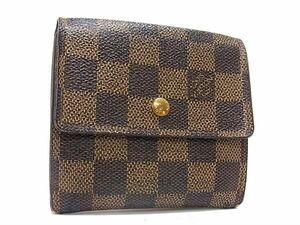 1円 LOUIS VUITTON ルイヴィトン N61652 ダミエ ポルトモネビエカルトクレディ 三つ折り 財布 ウォレット ブラウン系 FD0840