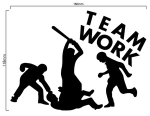 自作カッティングステッカー おもしろ パロディ 「TEAM WORK」16×12cm サイズ変更可 特大サイズ 等 ご希望は相談下さい ネコポス可[C-592]