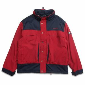 古着 TOMMY トミーヒルフィガー ワンポイント ナイロンジャケット 切り替え 裏地フリース 表記：XXL　gd312258n w31226