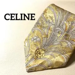 セリーヌ　CELINE ネクタイ　ペイズリー　ゴールド系　マスタード