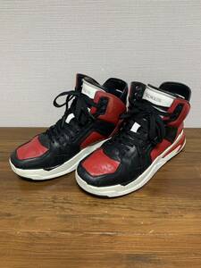 [BALMAIN HOMME] 定価11万 B-BALL ハイカットスニーカー 42 ブラック レッド バルマン