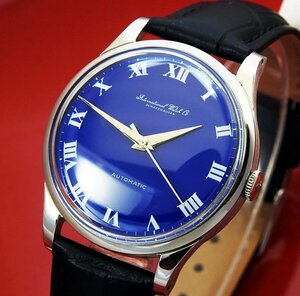  IWC インターナショナル Steel Cal.853 Blue Roman Dial メンズ 自動巻き (美品、OH済み ) / 35mm